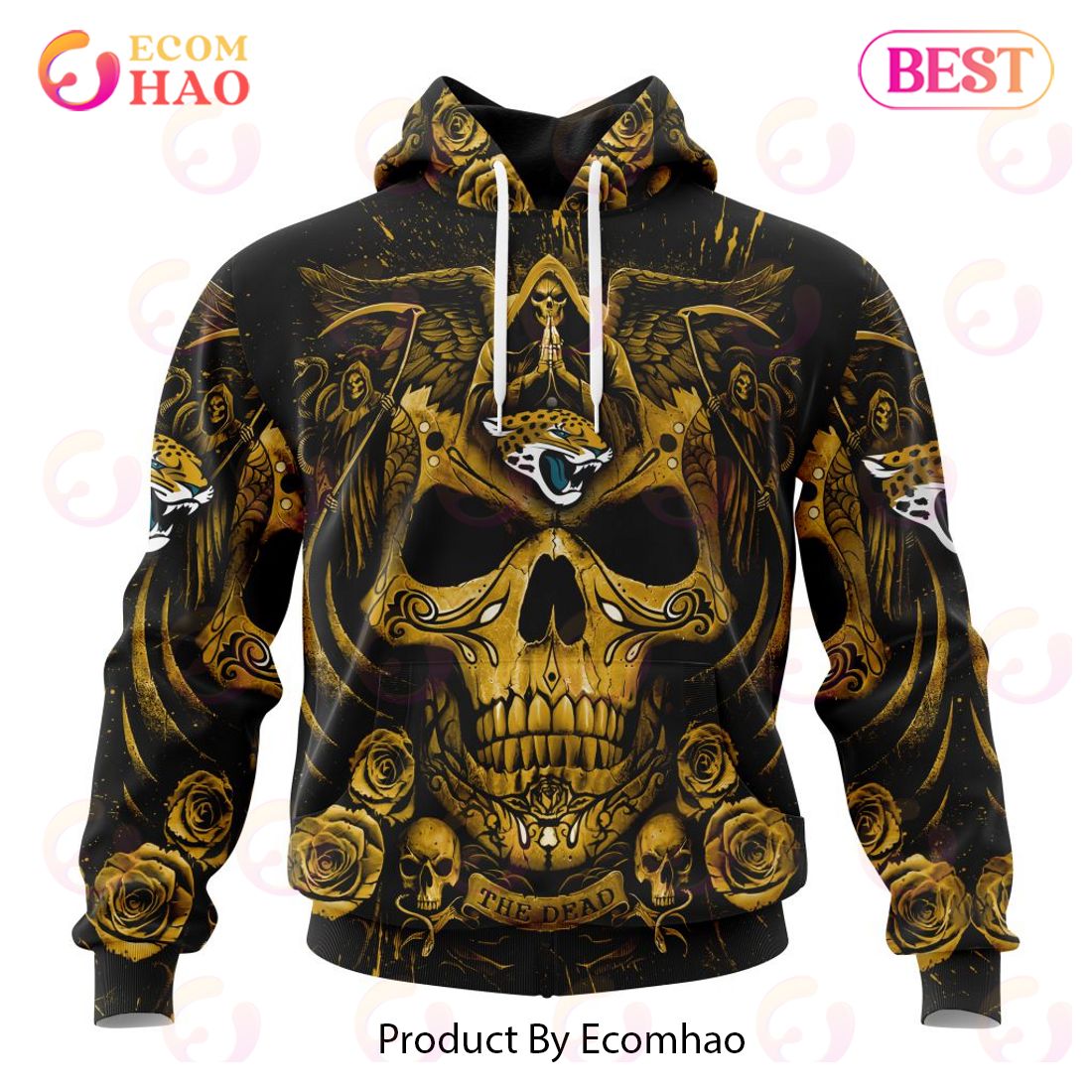 Best NFL Jacksonville Jaguars Special Design With Skull Art 3D Hoodie Limited Edition