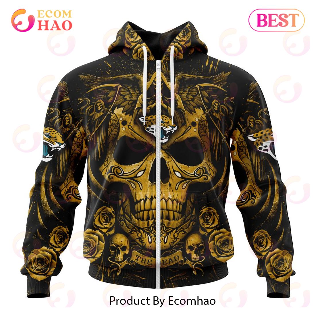 Best NFL Jacksonville Jaguars Special Design With Skull Art 3D Hoodie Limited Edition