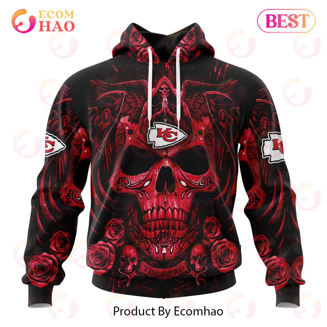 Best NFL Kansas City Chiefs Special Design With Skull Art 3D Hoodie Limited Edition