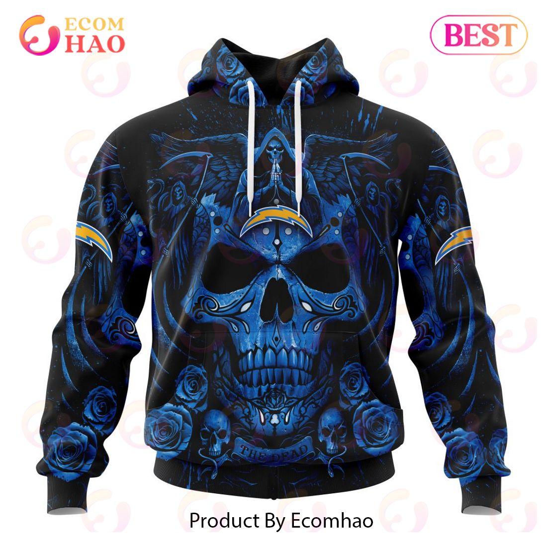 NFL Los Angeles Rams Skull Funny Blue 3D Hoodie Zip Hoodie For Men And  Women Sport Gift - Banantees