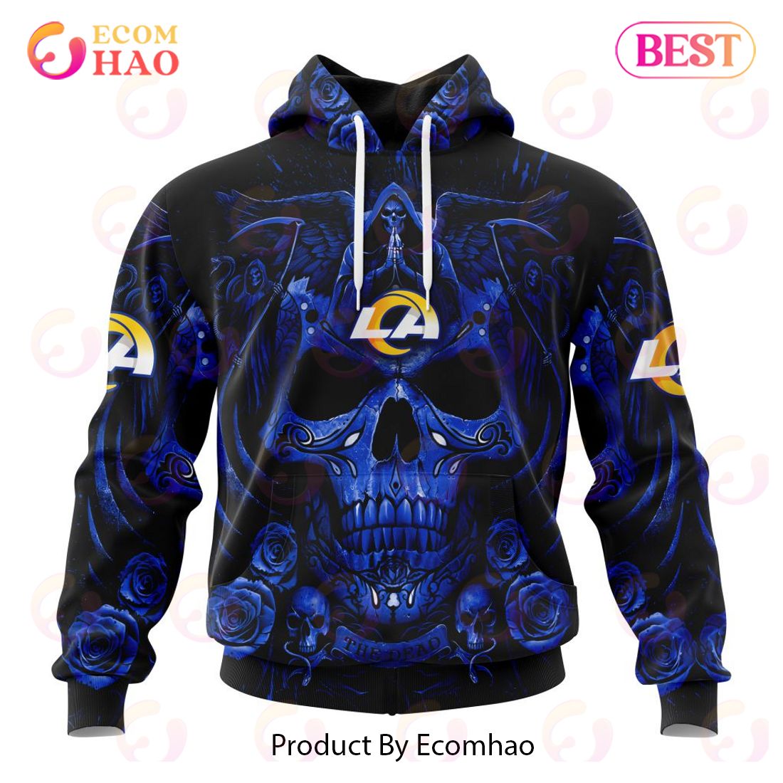 Best NFL Los Angeles Rams Special Design With Skull Art 3D Hoodie Limited Edition