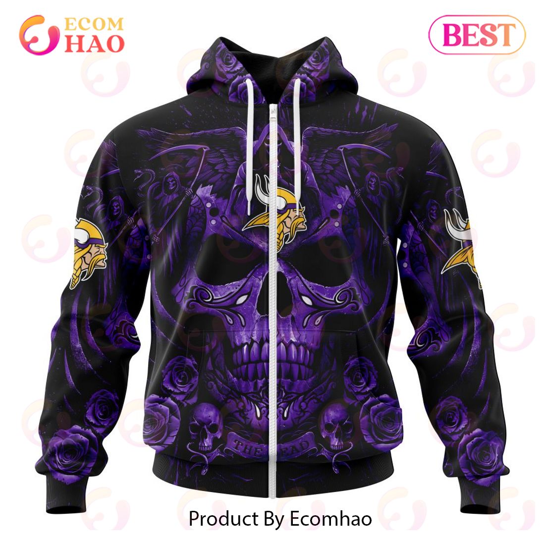 Best NFL Minnesota Vikings Special Design With Skull Art 3D Hoodie Limited Edition