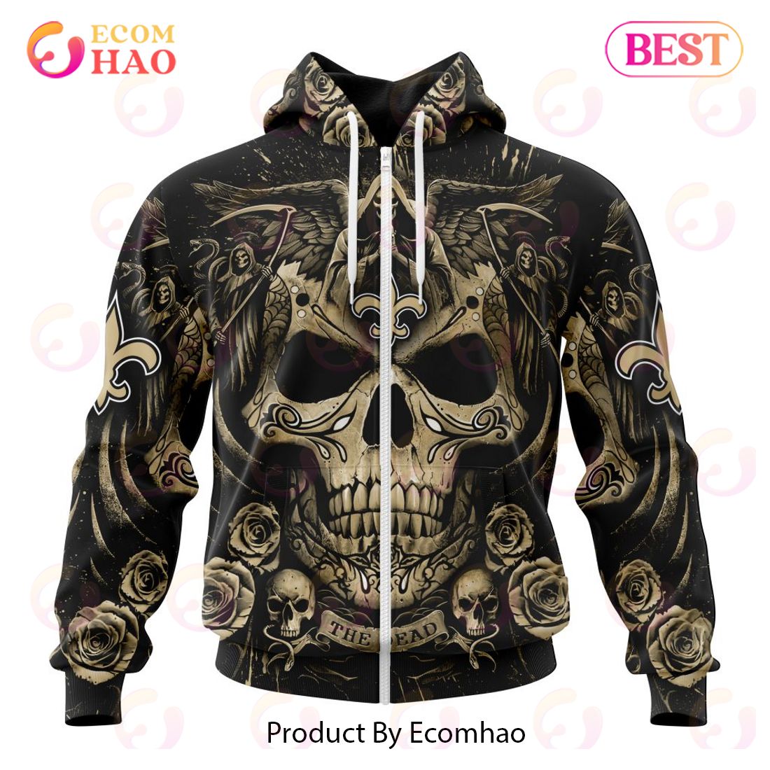 Best NFL New Orleans Saints Special Design With Skull Art 3D Hoodie Limited Edition