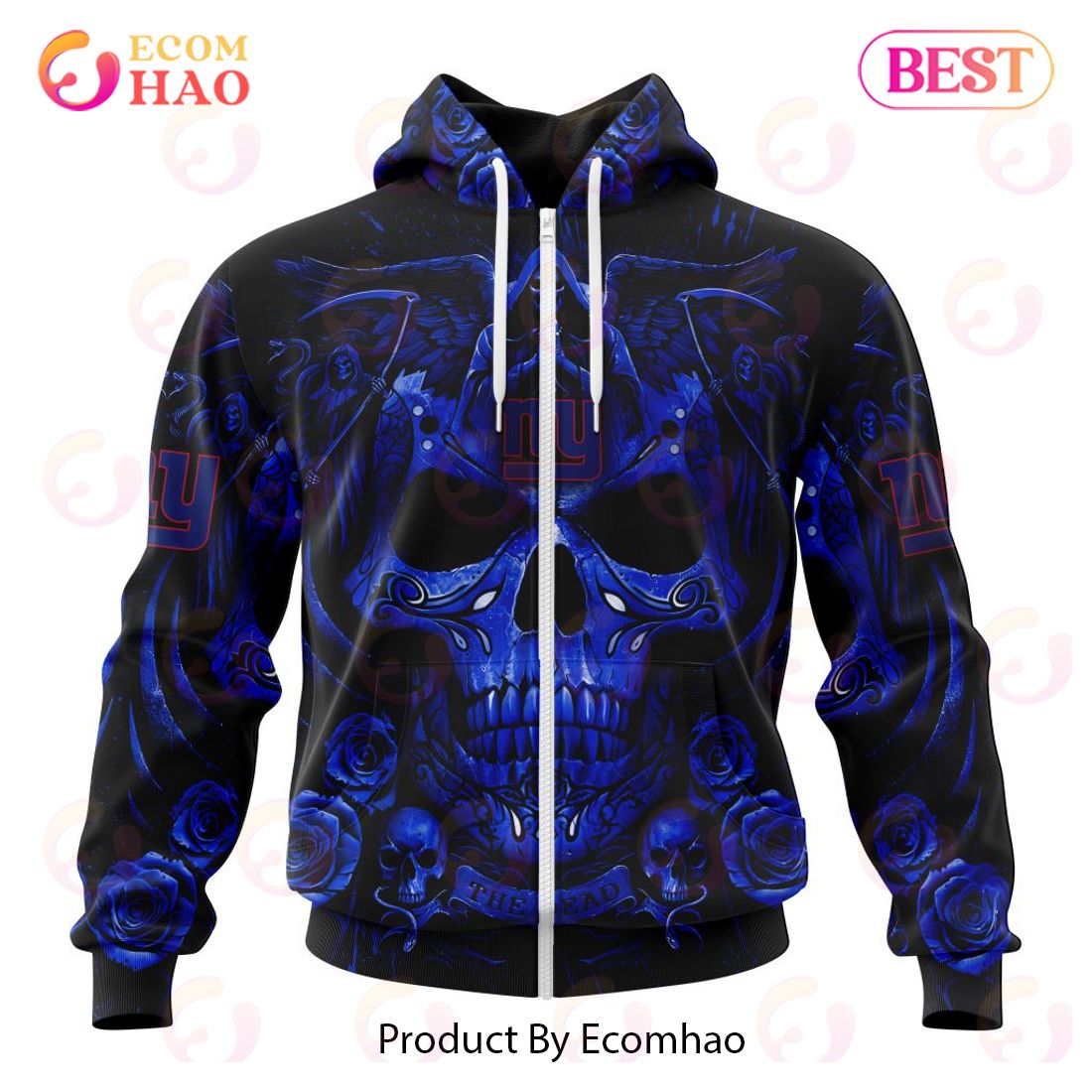 Best NFL New York Giants Special Design With Skull Art 3D Hoodie Limited Edition