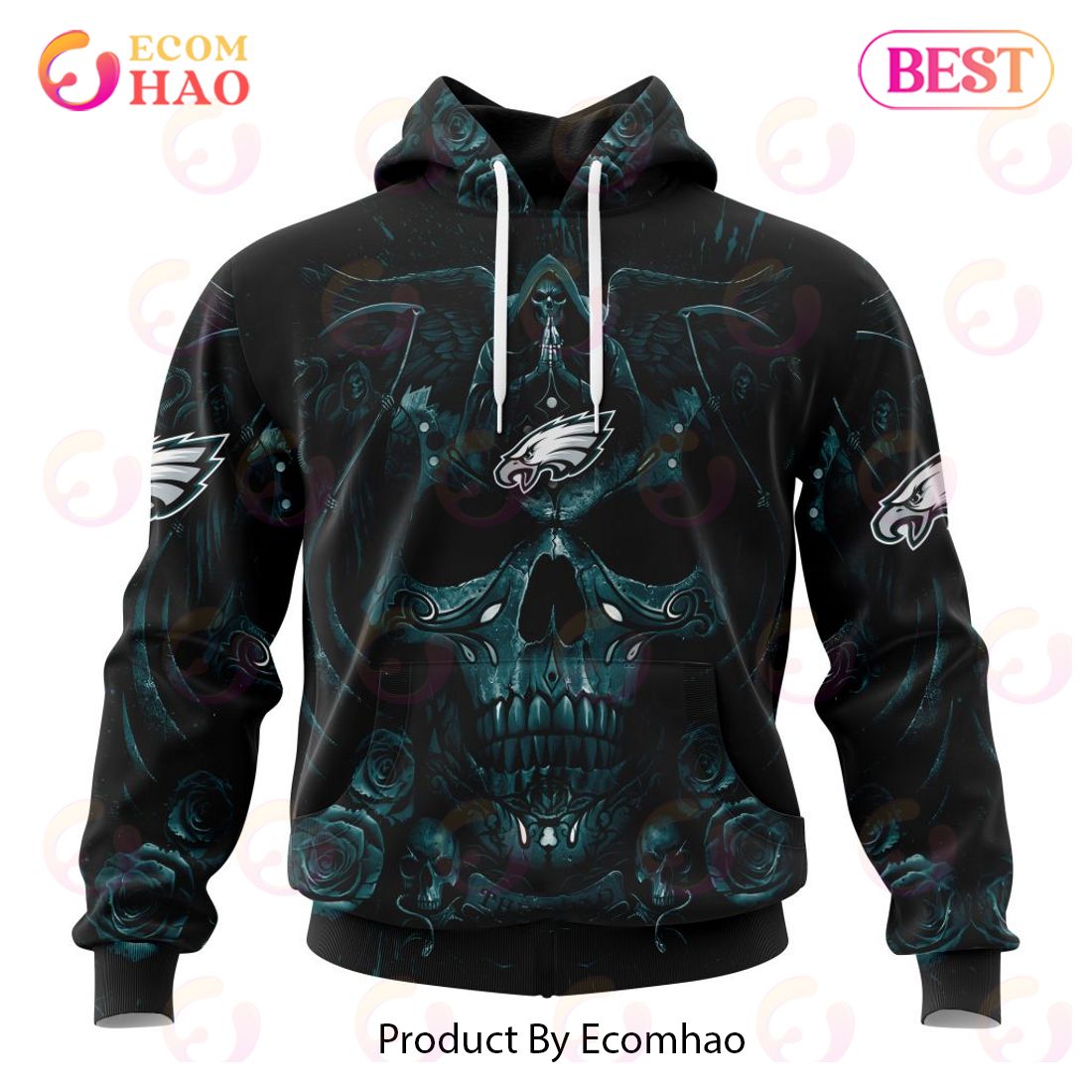 Best NFL Philadelphia Eagles Special Design With Skull Art 3D Hoodie Limited Edition