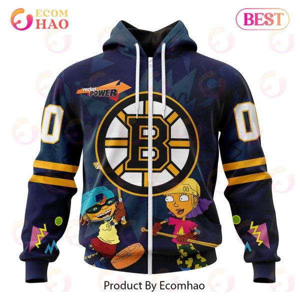 NHL Boston Bruins Specialized For Rocket Power 3D Hoodie