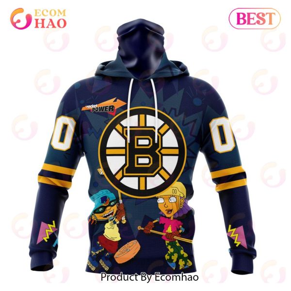 NHL Boston Bruins Specialized For Rocket Power 3D Hoodie