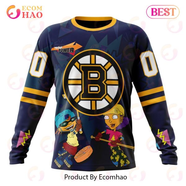 NHL Boston Bruins Specialized For Rocket Power 3D Hoodie