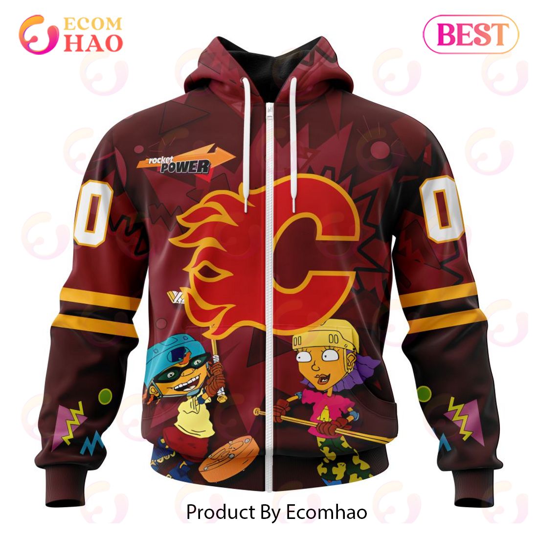 NHL Calgary Flames Specialized For Rocket Power 3D Hoodie