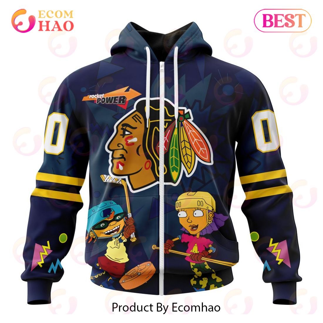 NHL Chicago BlackHawks Specialized For Rocket Power 3D Hoodie