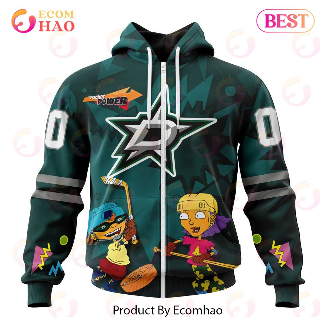 NHL Dallas Stars Specialized For Rocket Power 3D Hoodie