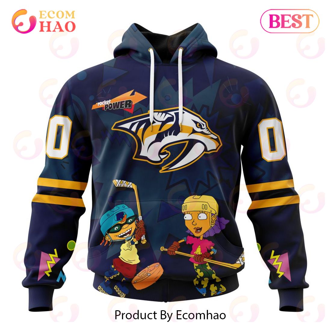 NHL Nashville Predators Specialized For Rocket Power 3D Hoodie