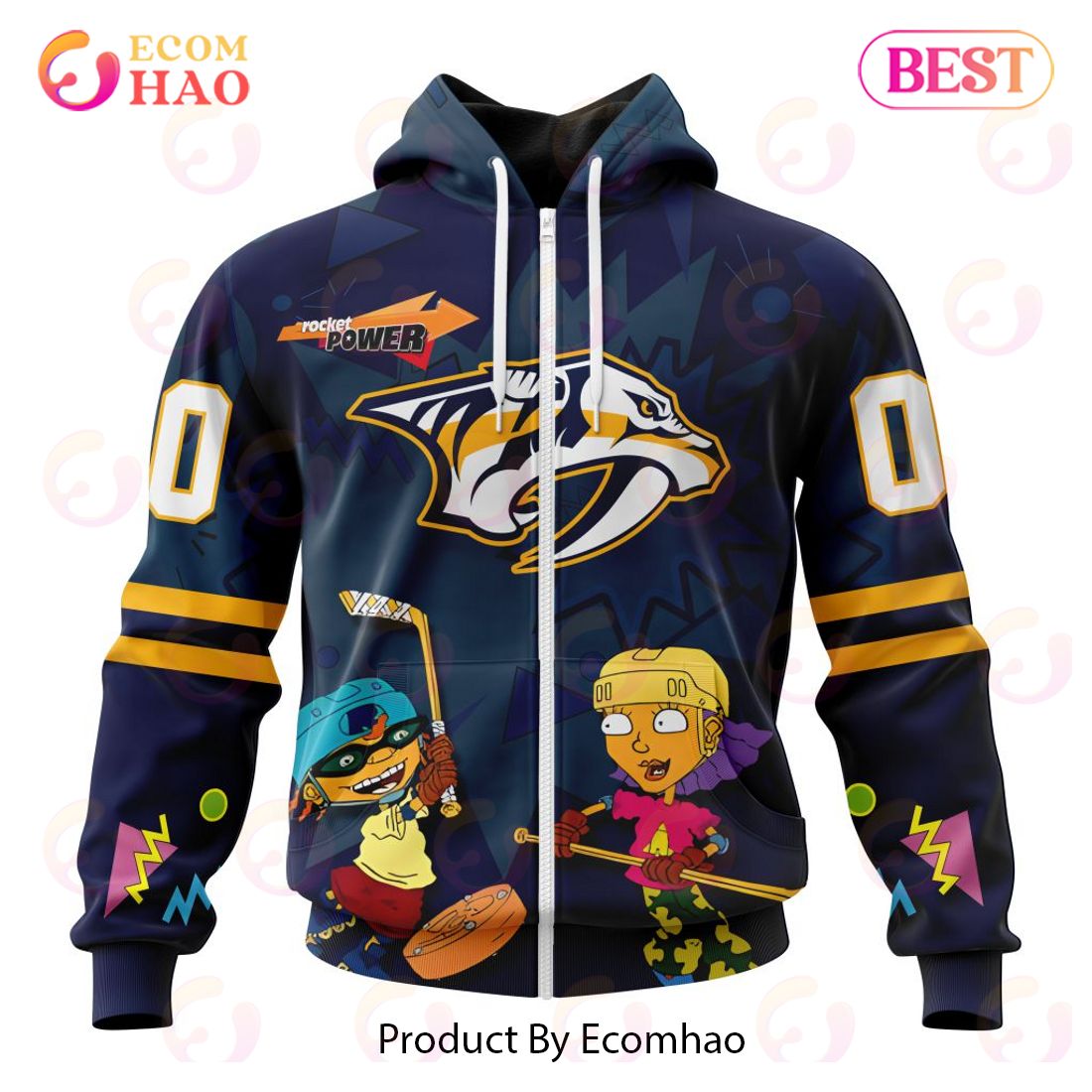 NHL Nashville Predators Specialized For Rocket Power 3D Hoodie