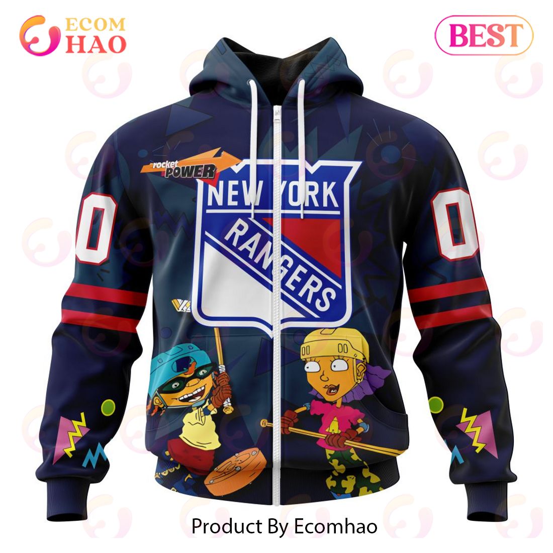 NHL New York Rangers Specialized For Rocket Power 3D Hoodie