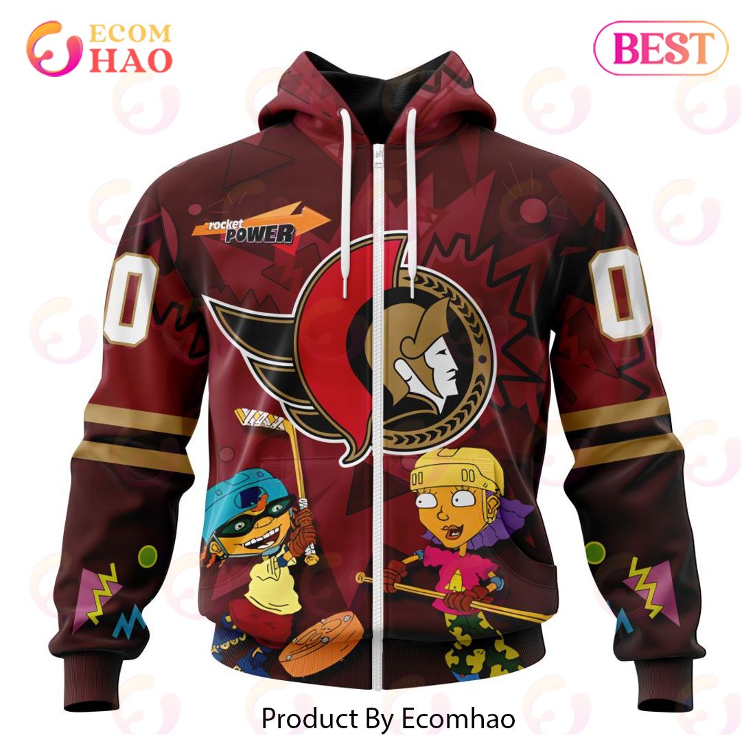 NHL Ottawa Senators Specialized For Rocket Power 3D Hoodie