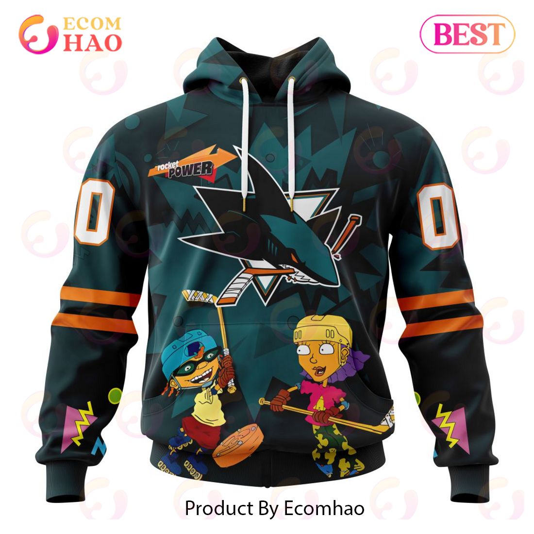 NHL San Jose Sharks Specialized For Rocket Power 3D Hoodie