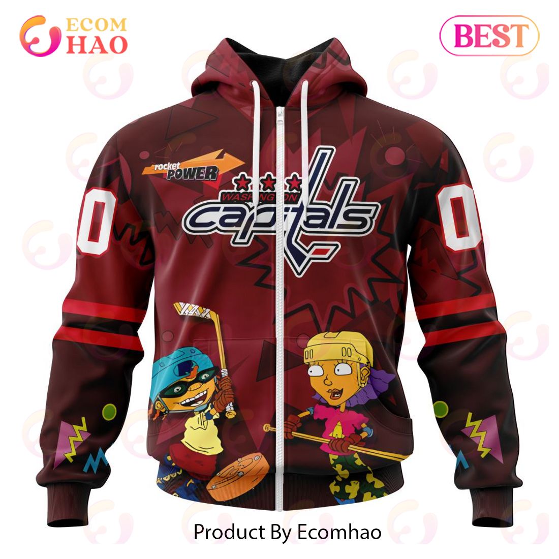 NHL Washington Capitals Specialized For Rocket Power 3D Hoodie