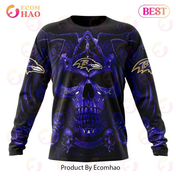 Best NFL Baltimore Ravens Special Design With Skull Art 3D Hoodie Limited Edition