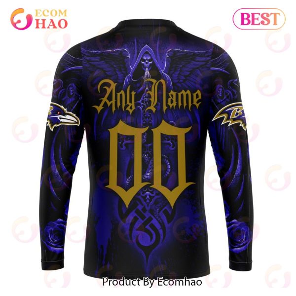 Best NFL Baltimore Ravens Special Design With Skull Art 3D Hoodie Limited Edition