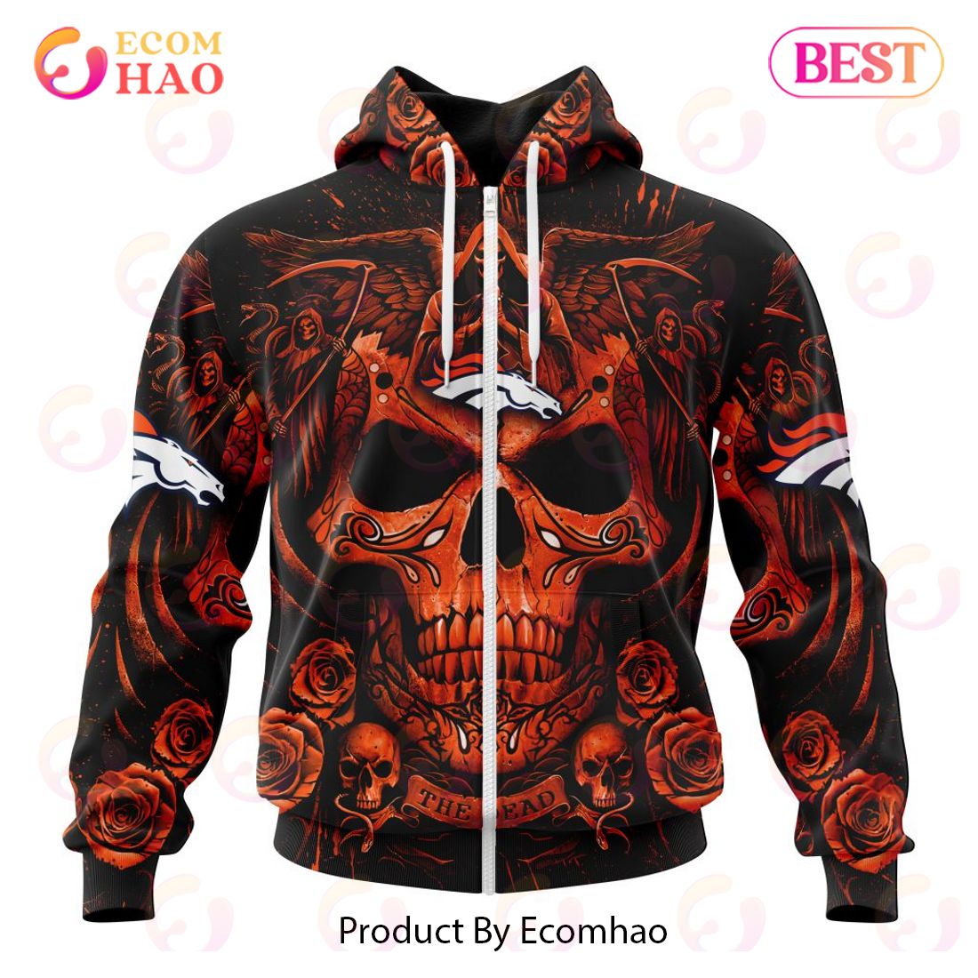 Best NFL Denver Broncos Special Design With Skull Art 3D Hoodie Limited Edition