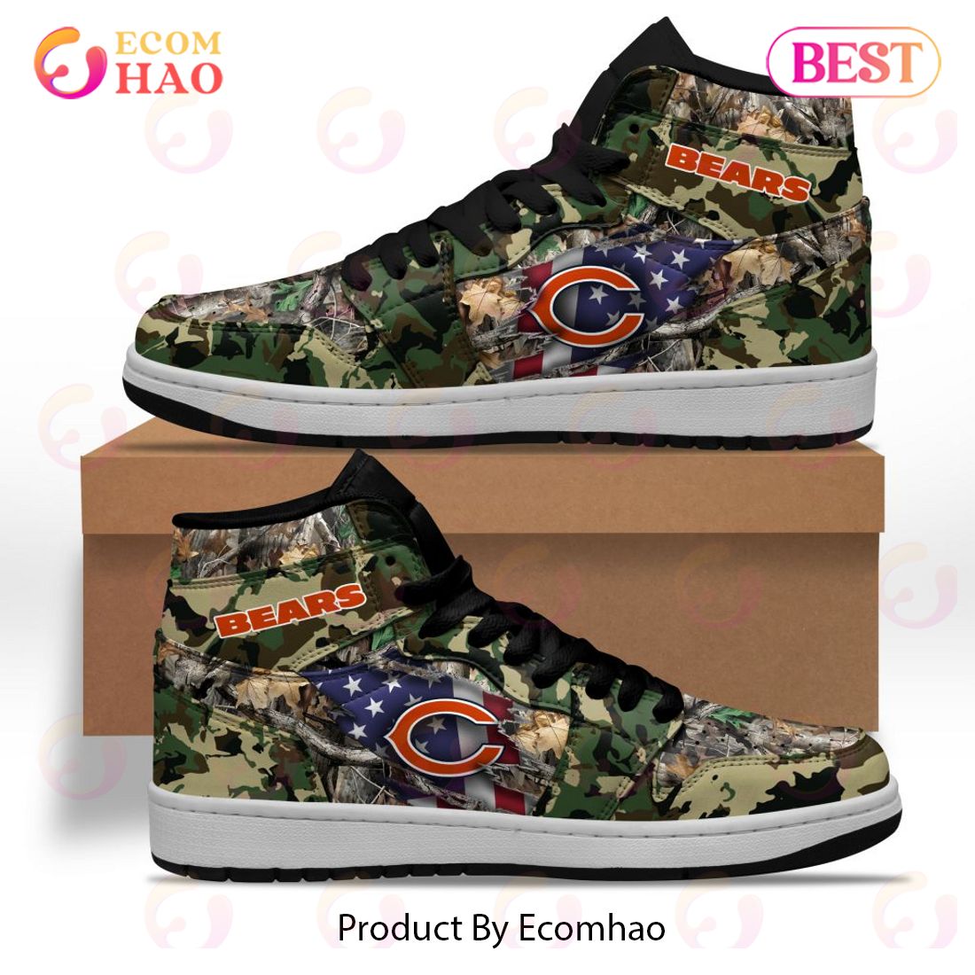 NFL Chicago Bears Special Camo Realtree Hunting Air Jordan 1, High Top