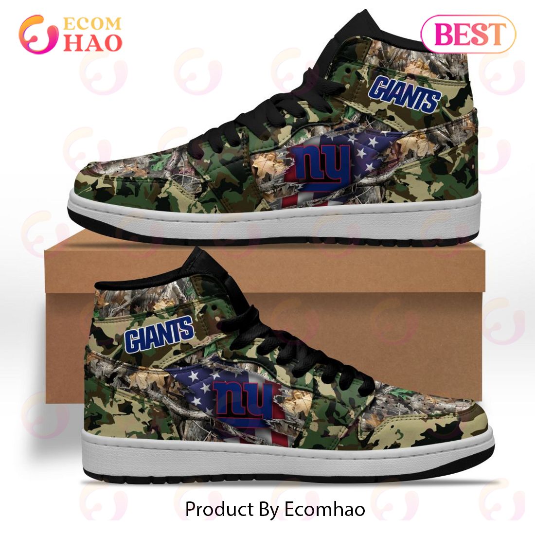 NFL New York Giants Special Camo Realtree Hunting Air Jordan 1, High Top