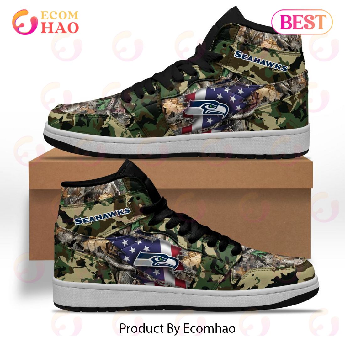 NFL Seattle Seahawks Special Camo Realtree Hunting Air Jordan 1, High Top