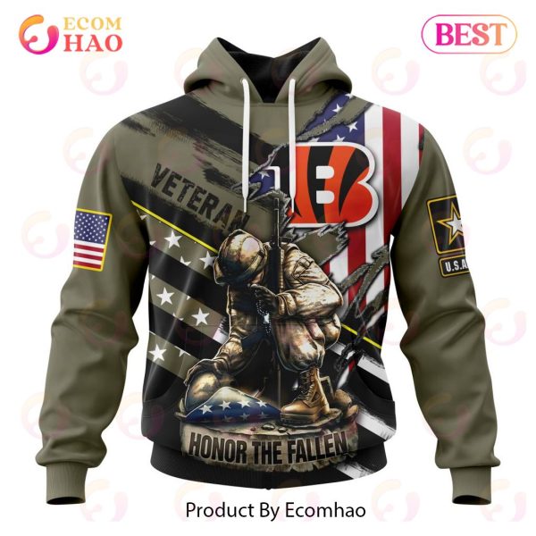 NFL Cincinnati Bengals Honor Veterans And Their Families 3D Hoodie