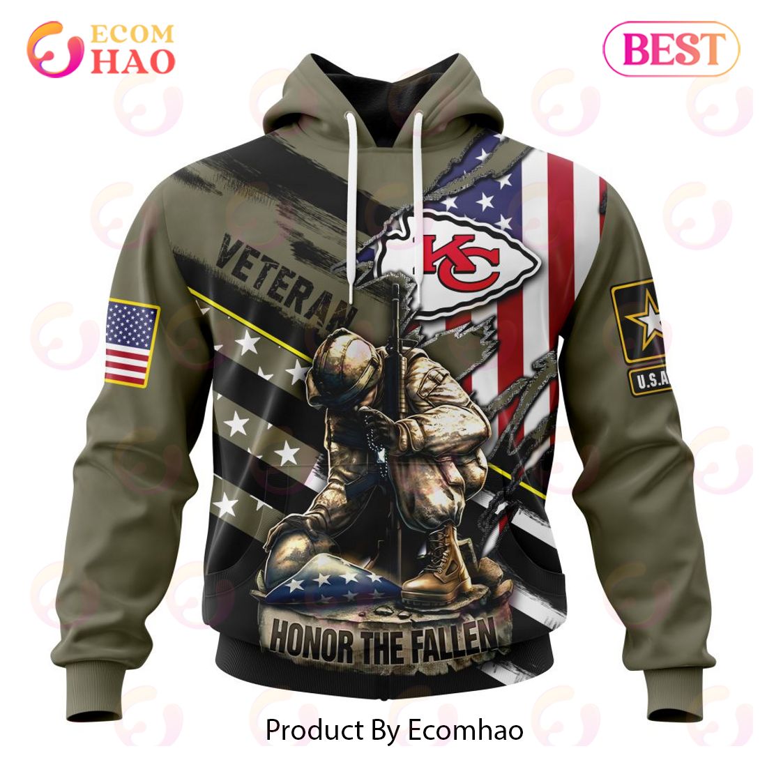 BEST NFL Personalized Kansas City Chiefs Salute To Service White Custom 3D  Hoodie, Shirt • Kybershop