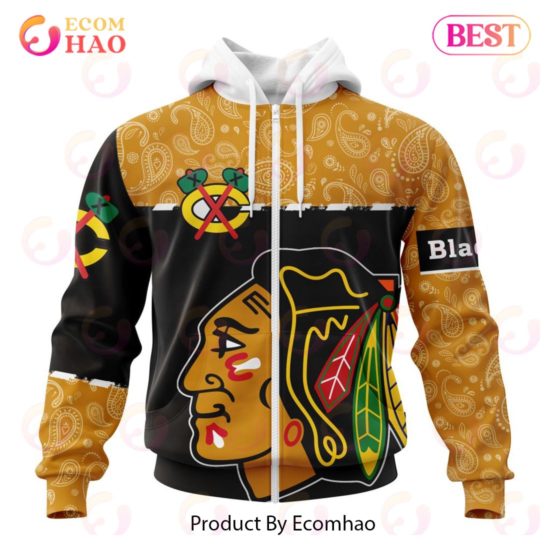 NHL Chicago BlackHawks Specialized Jersey Hockey With Paisley 3D Hoodie