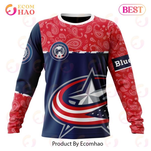NHL Columbus Blue Jackets Specialized Jersey Hockey With Paisley 3D Hoodie