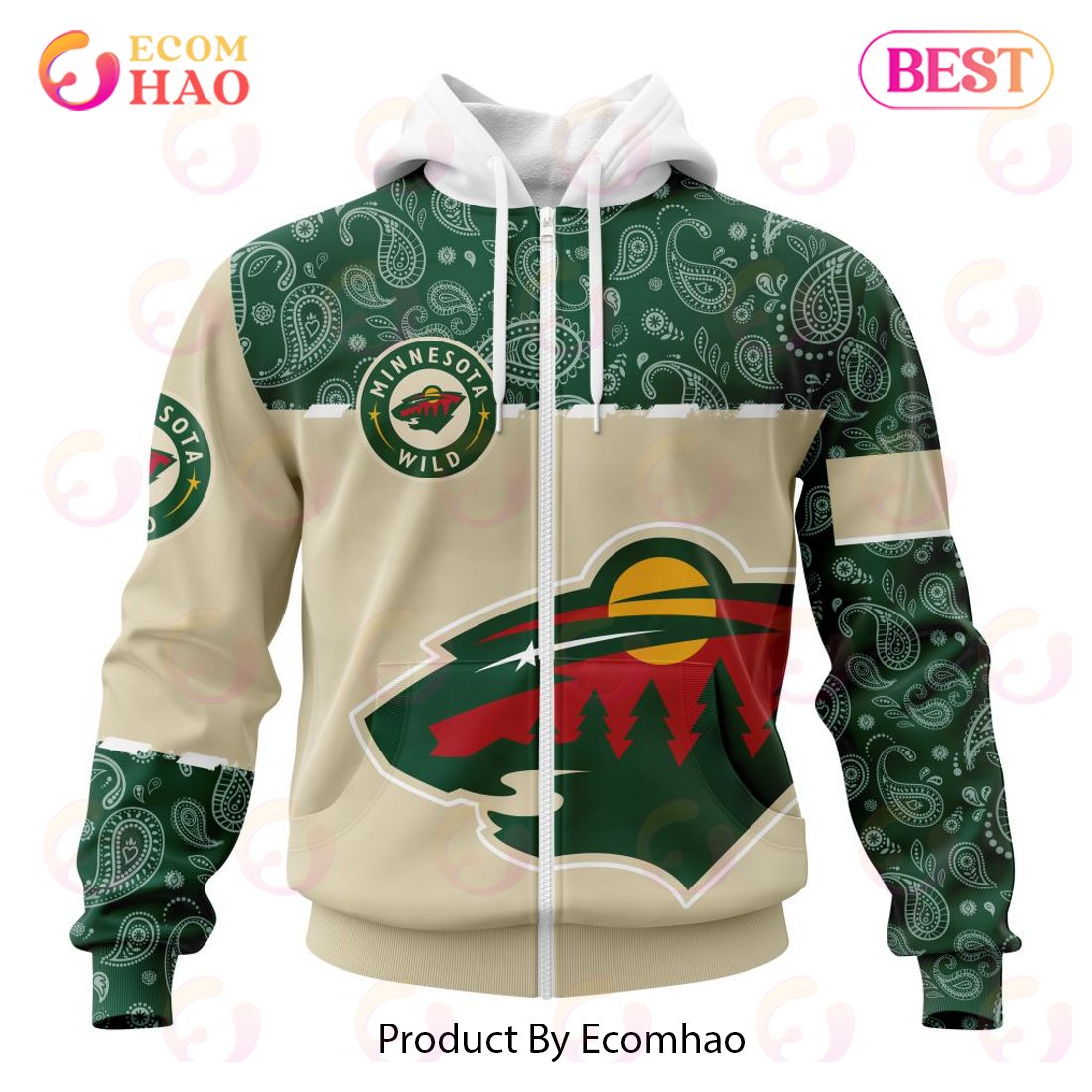 NHL Minnesota Wild Specialized Jersey Hockey With Paisley 3D Hoodie