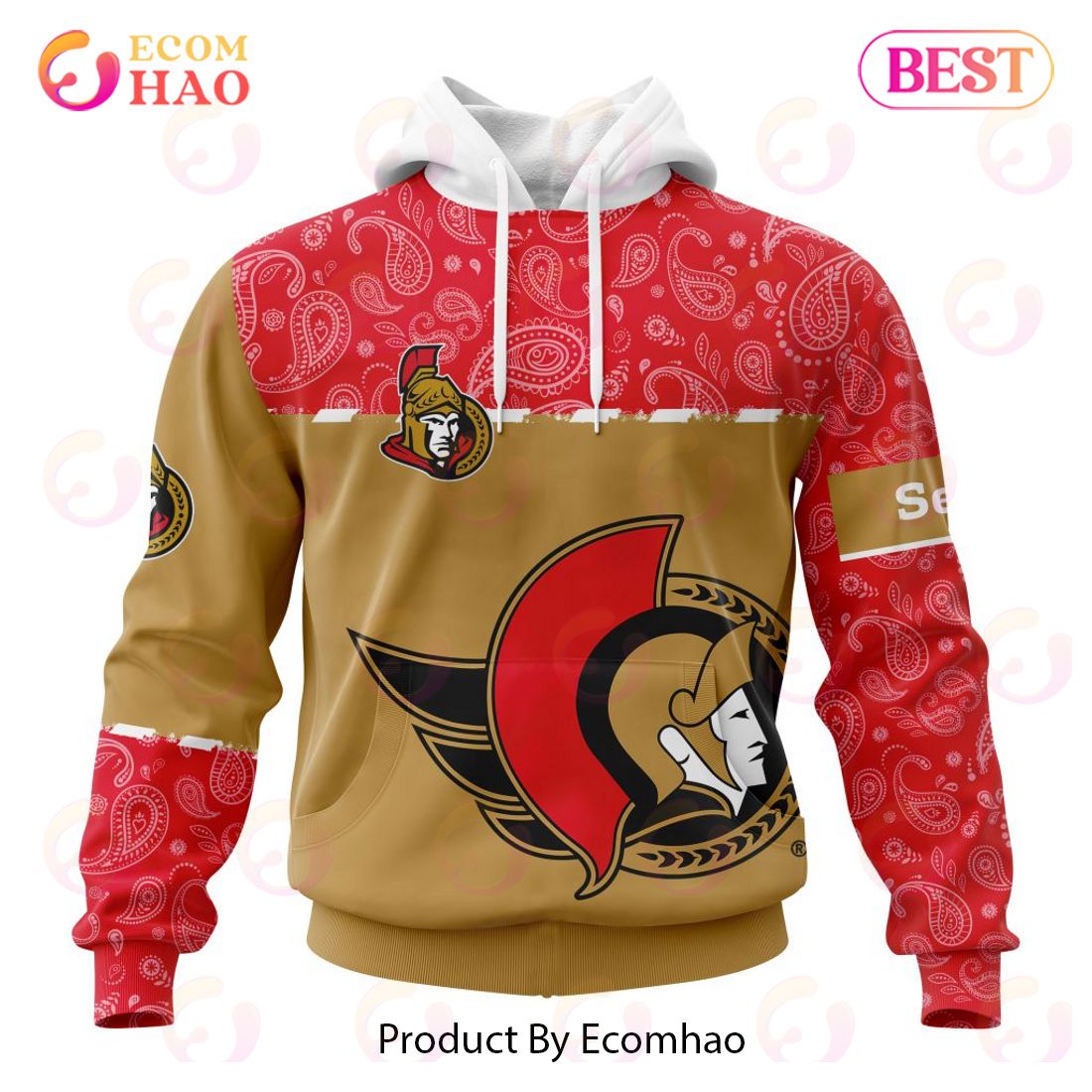 NHL Ottawa Senators Specialized Jersey Hockey With Paisley 3D Hoodie