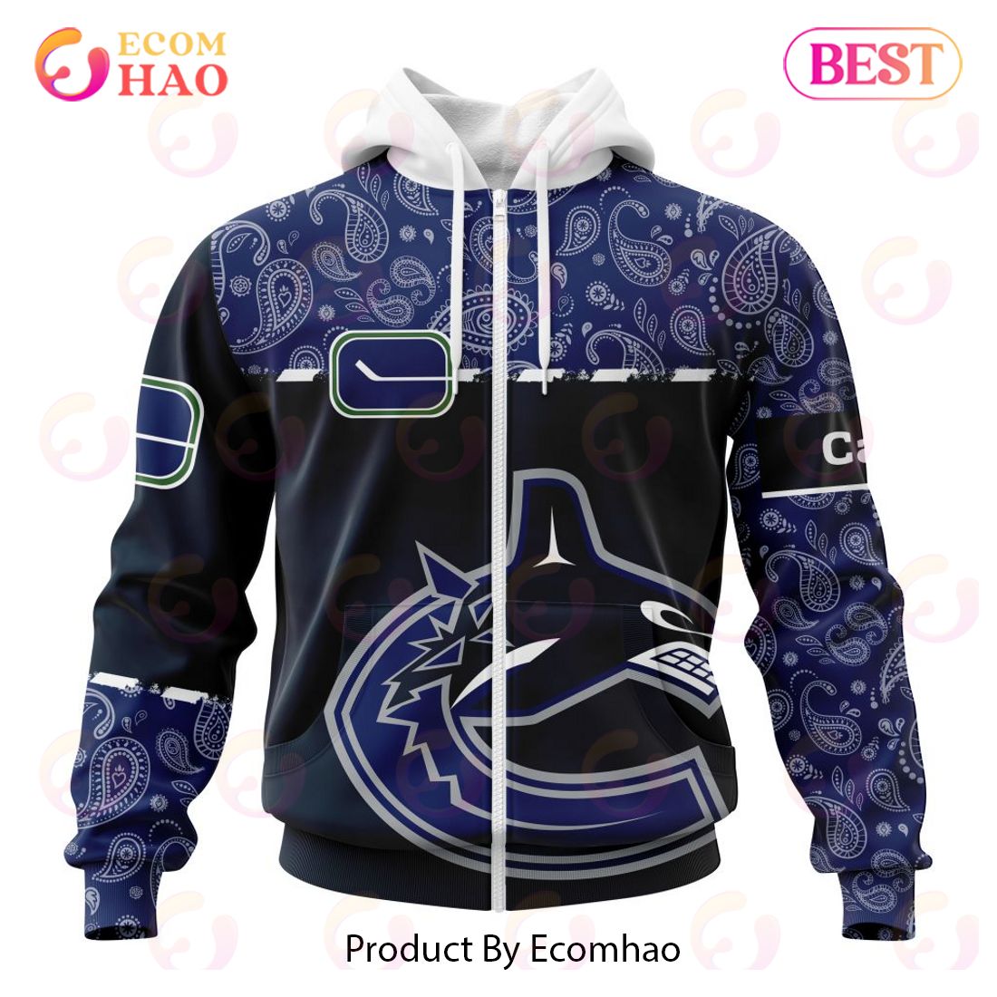 NHL Vancouver Canucks Specialized Jersey Hockey With Paisley 3D Hoodie