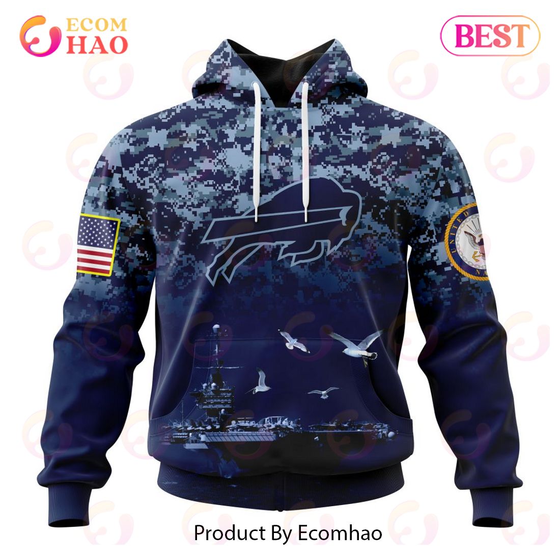 Best NFL Arizona Cardinals Honor US Navy Veterans All Over Print Hoodie