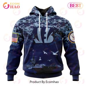 Best NFL Cincinnati Bengals Honor US Navy Veterans All Over Print Hoodie