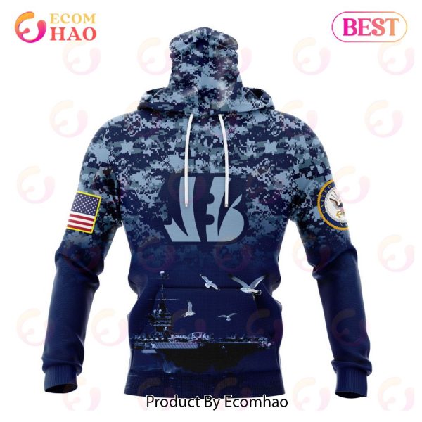 Best NFL Cincinnati Bengals Honor US Navy Veterans All Over Print Hoodie