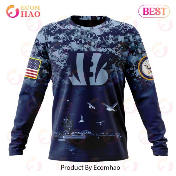 Best NFL Cincinnati Bengals Honor US Navy Veterans All Over Print Hoodie