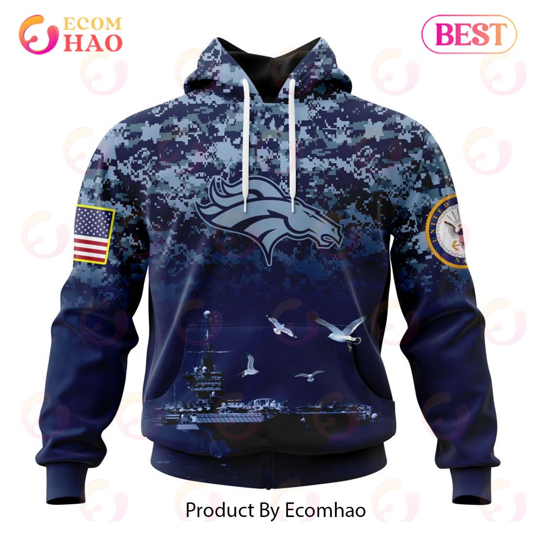 Best NFL Carolina Panthers Honor US Navy Veterans All Over Print Hoodie