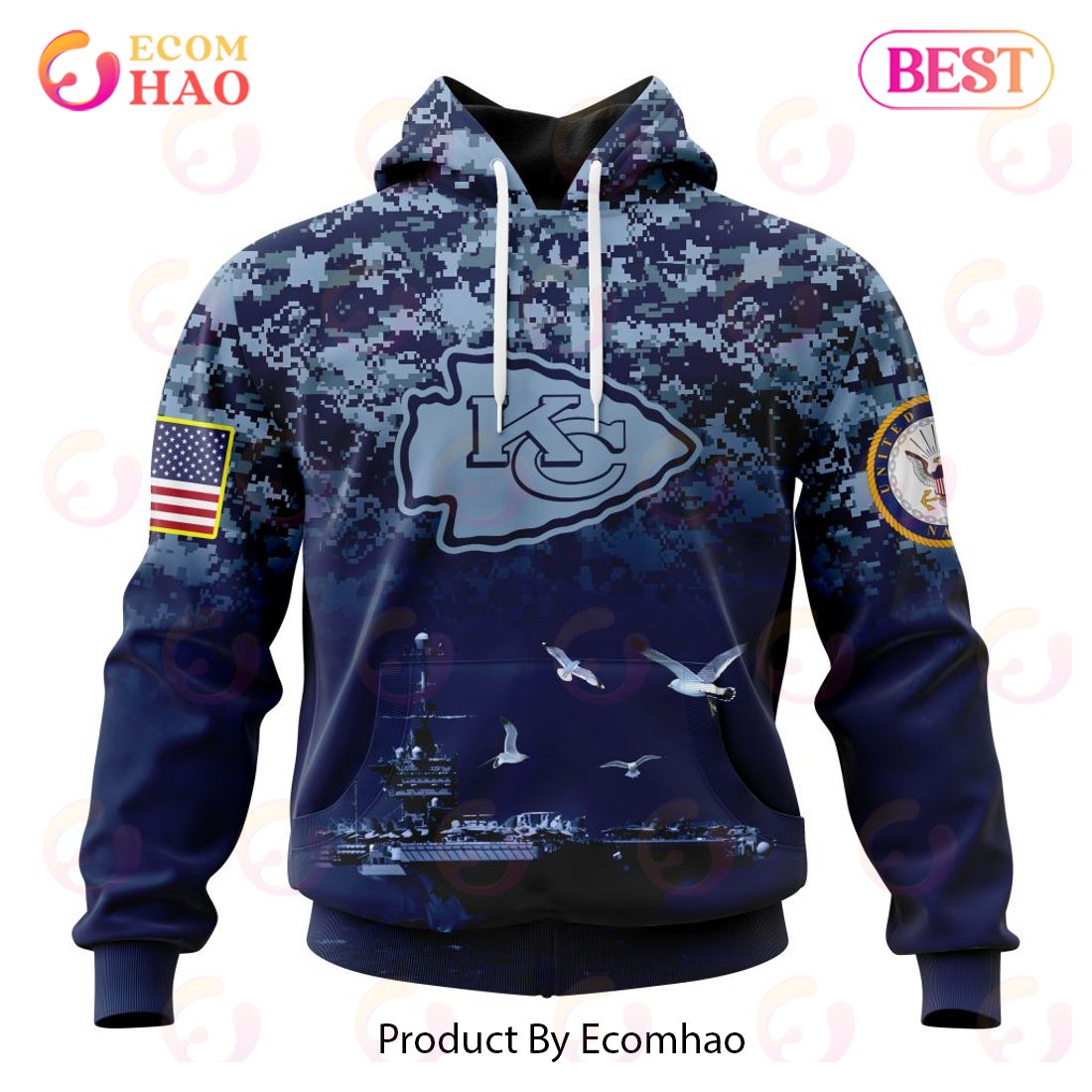 Best NFL Kansas City Chiefs Honor US Navy Veterans All Over Print Hoodie