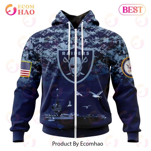 Best NFL Las Vegas Raiders Honor US Navy Veterans All Over Print Hoodie