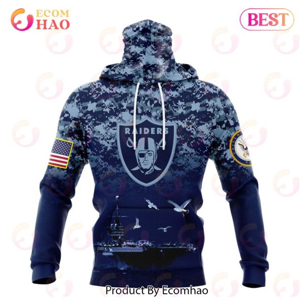 Best NFL Las Vegas Raiders Honor US Navy Veterans All Over Print Hoodie