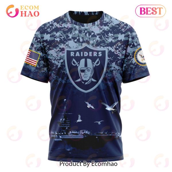 Best NFL Las Vegas Raiders Honor US Navy Veterans All Over Print Hoodie