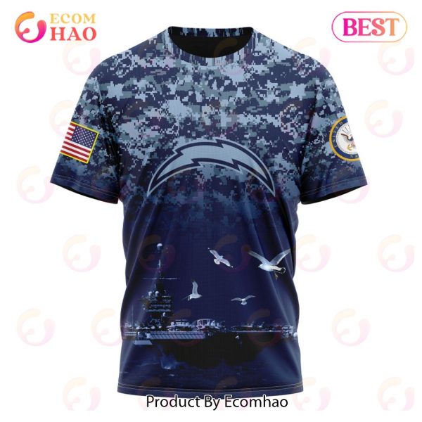 Best NFL Los Angeles Chargers Honor US Navy Veterans All Over Print Hoodie