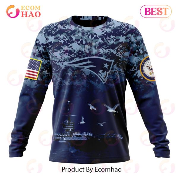 Best NFL New England Patriots Honor US Navy Veterans All Over Print Hoodie