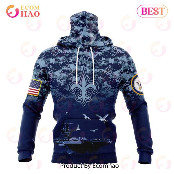 Best NFL New Orleans Saints Honor US Navy Veterans All Over Print Hoodie
