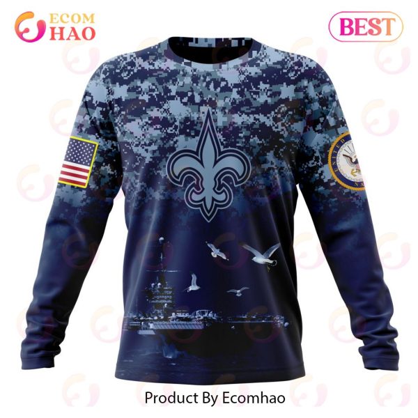 Best NFL New Orleans Saints Honor US Navy Veterans All Over Print Hoodie