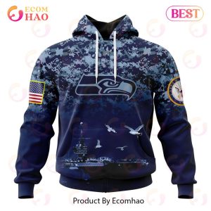 Best NFL Seattle Seahawks Honor US Navy Veterans All Over Print Hoodie