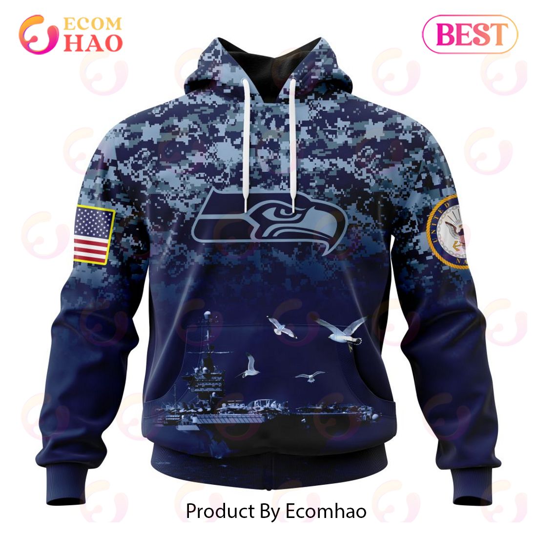 Best NFL Washington Commanders Honor US Navy Veterans All Over Print Hoodie