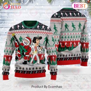 Elviss Presleyy With Santa Christmas Ugly Sweatshirt